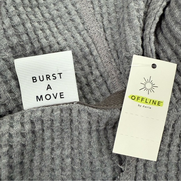 Women’s OFFLINE By Aerie Wow! Waffle Knit Hoodie Pullover Lounge Top Size Small - Picture 11 of 16